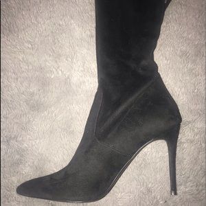 Stretch faux suede THIGH HIGH stiletto boots